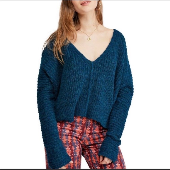 Free People Moonbeam Vneck Sweater Sz S 